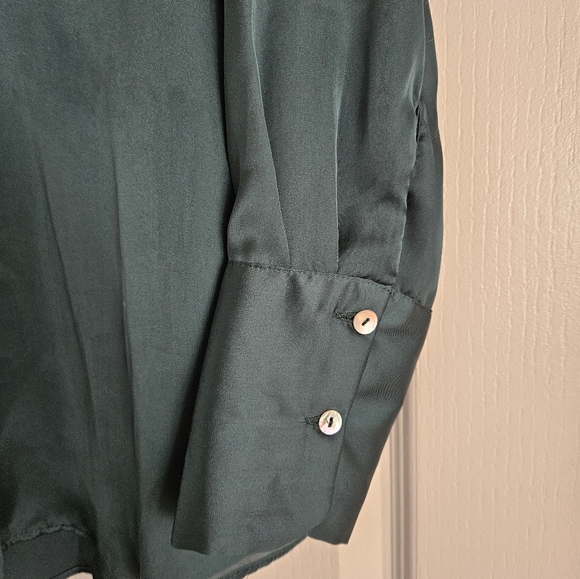 Zara Satin Effect Shirt-  Bottle Green- XS - Picture 6 of 7